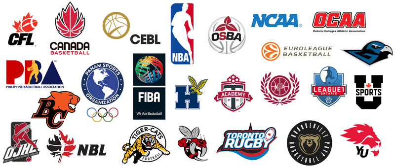 Logos of sports leagues and teams CANT STOP has worked with